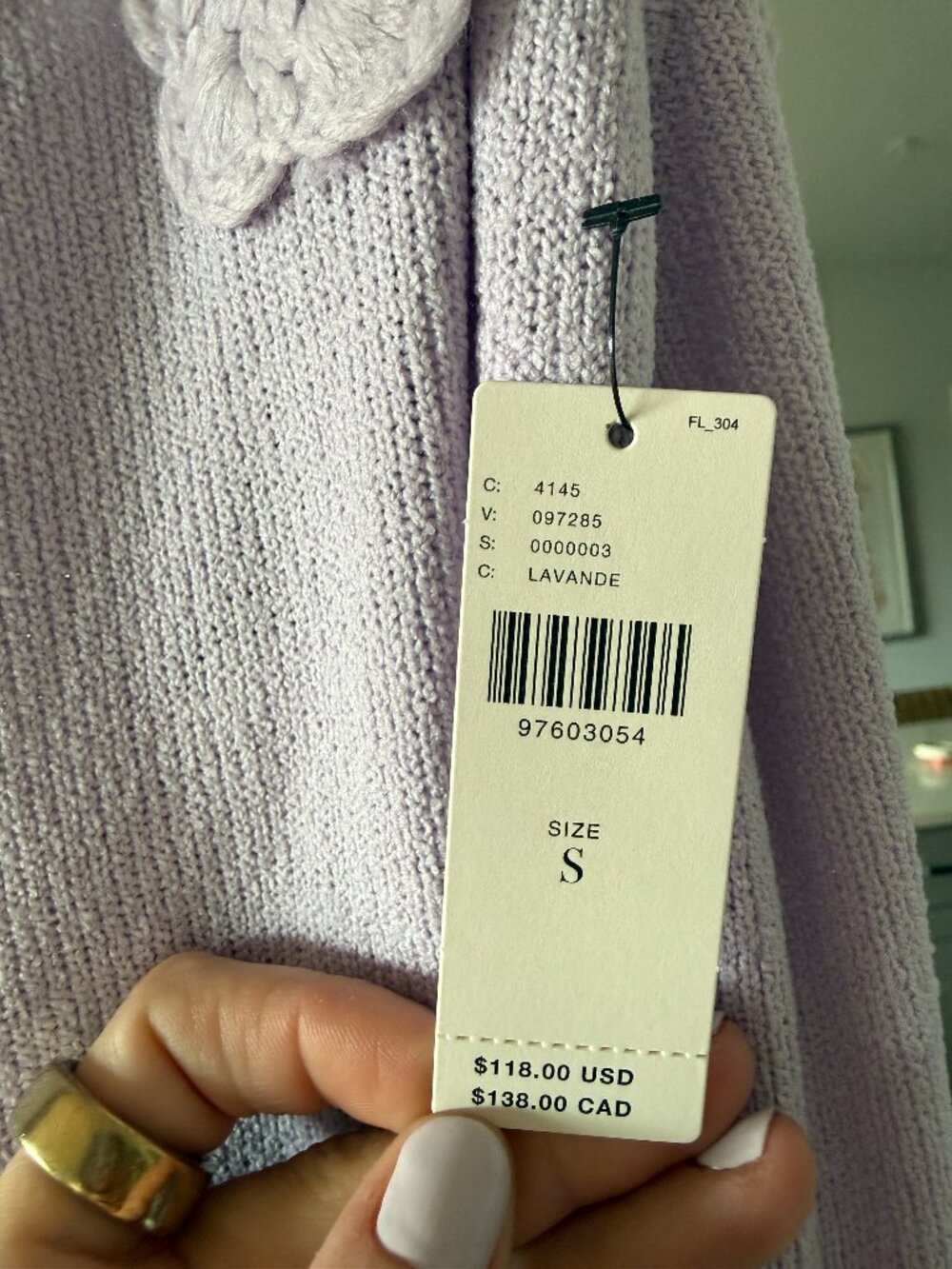 NWT Anthropologie BLITHE Lavender V-Neck Knit Midi Dress - Size Small - Picture 5 of 6
